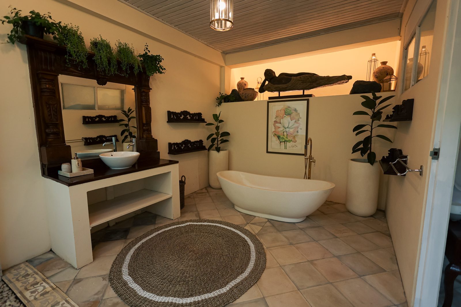 Bathroom with a freestanding bathtub